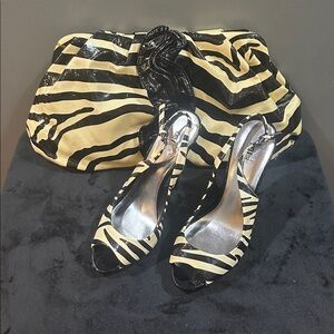 Zebra Print Clutch and Heels Set